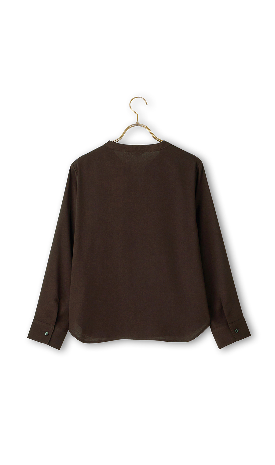 スキッパーカラーブラウス【長袖】【WEB限定】 ブラウン 3L