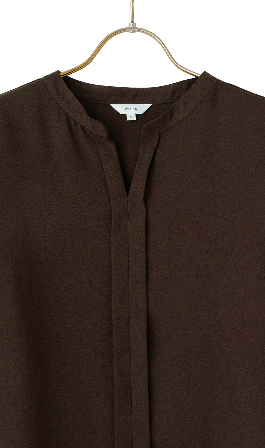 スキッパーカラーブラウス【長袖】【WEB限定】 ブラウン 3L