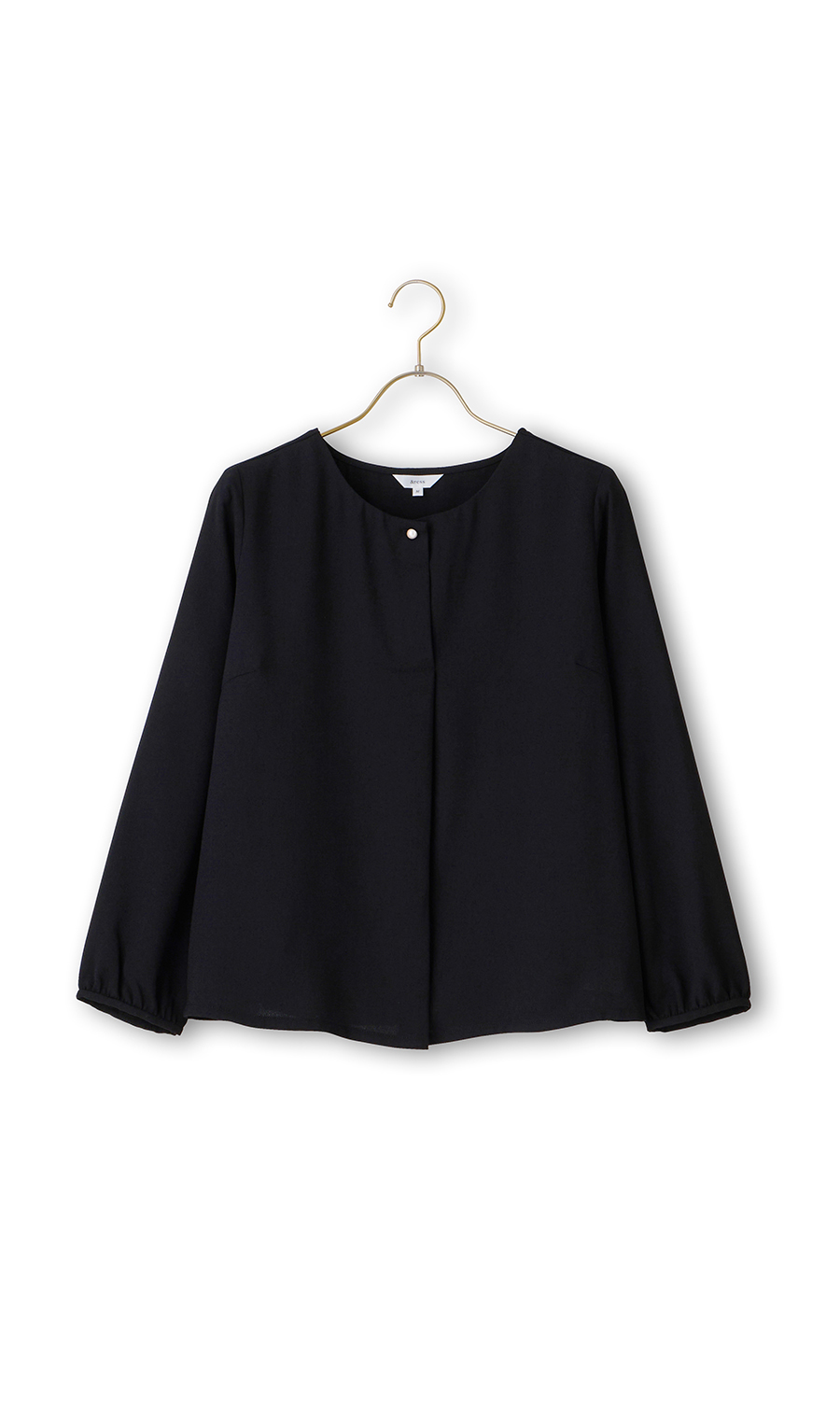 パール調ボタンブラウス【長袖】【WEB限定】 ブラック M