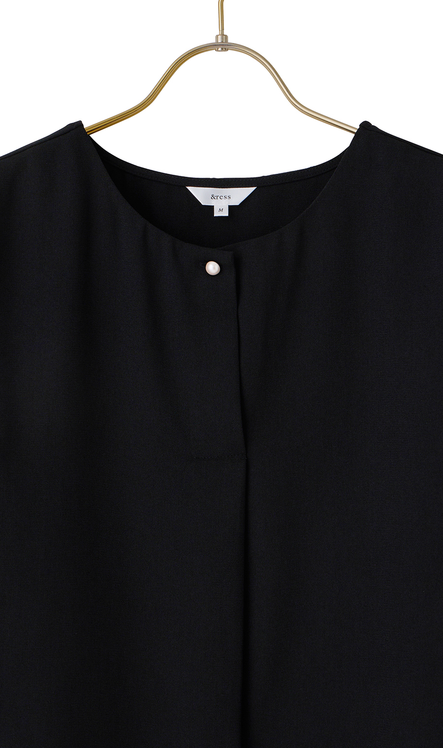 パール調ボタンブラウス【長袖】【WEB限定】 ブラック M