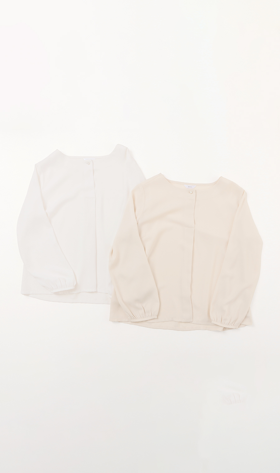 パール調ボタンブラウス【長袖】【WEB限定】 ホワイト M