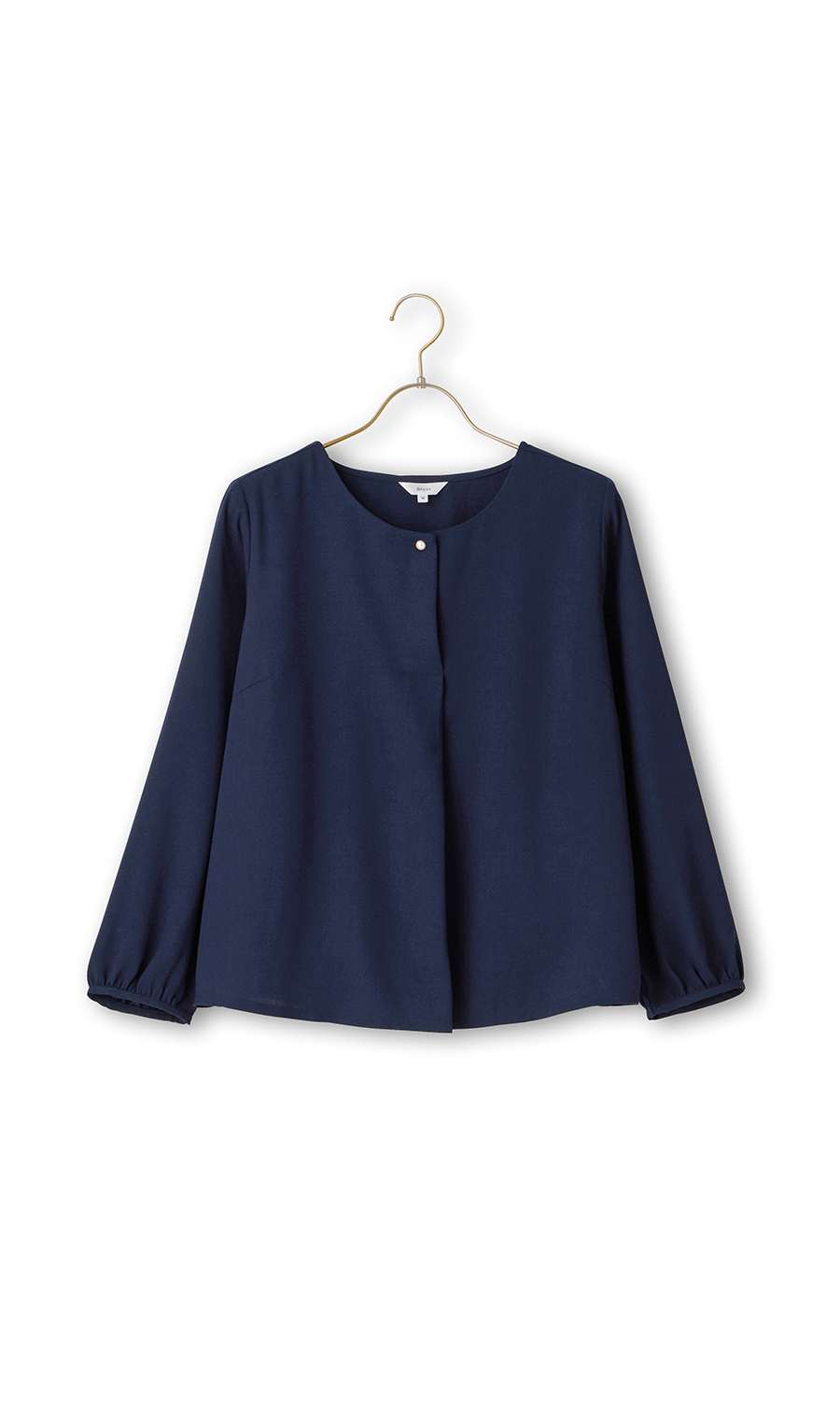 パール調ボタンブラウス【長袖】【WEB限定】 ネイビー M