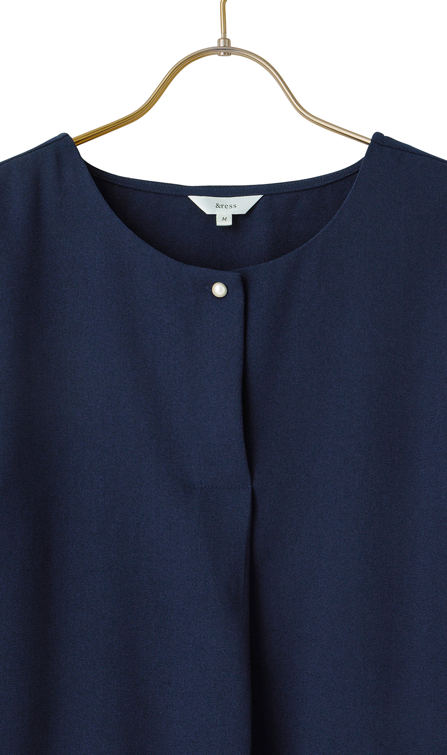 パール調ボタンブラウス【長袖】【WEB限定】 ネイビー M