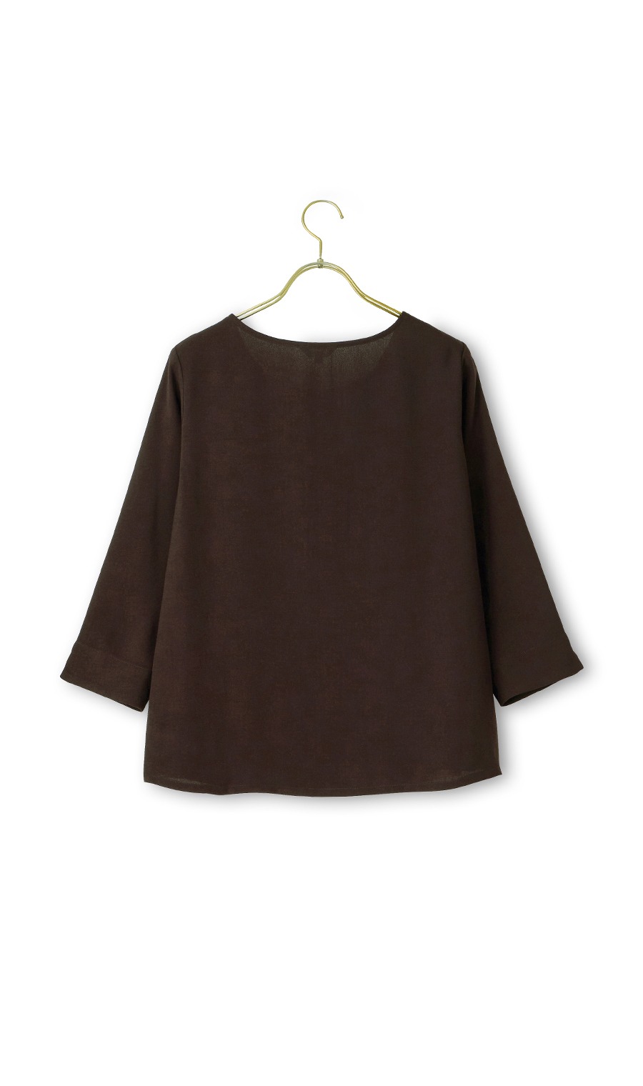 フロントピンタックブラウス【7分袖】【WEB限定】 ブラウン S