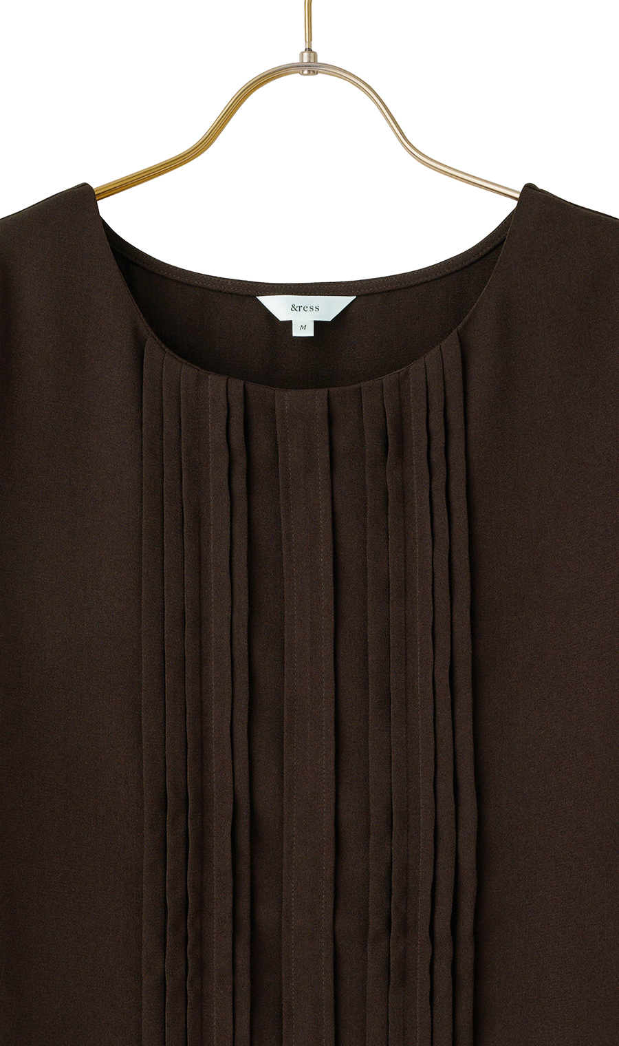 フロントピンタックブラウス【7分袖】【WEB限定】 ブラウン S