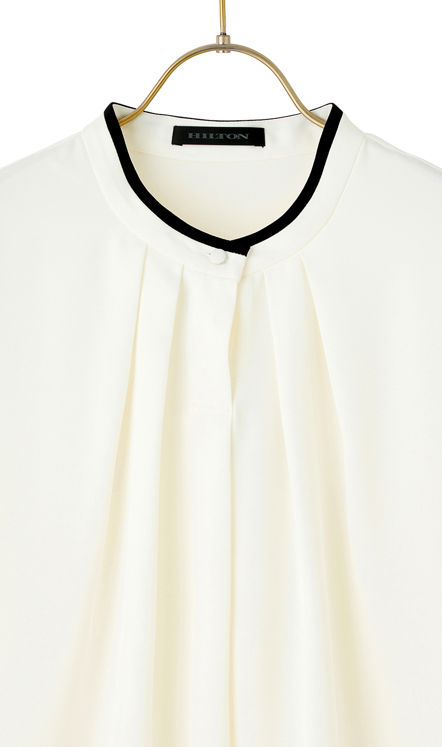 【週替わり_レディース】ライン配色フリルタイブラウス【長袖】【2WAY】 ホワイト S