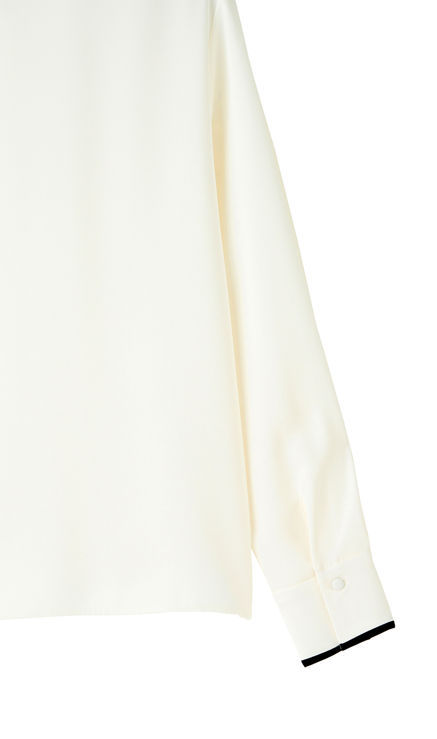 【週替わり_レディース】ライン配色フリルタイブラウス【長袖】【2WAY】 ホワイト S