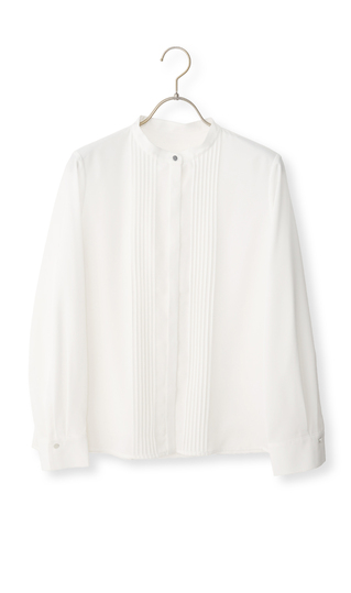 バンドカラーピンタックブラウス【長袖】