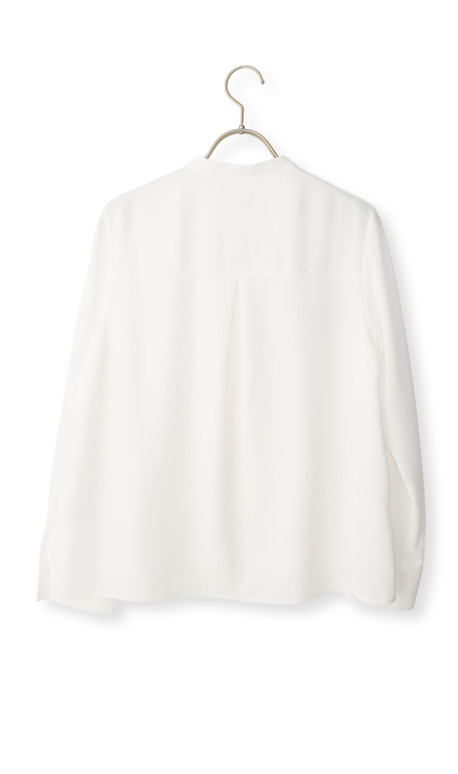 バンドカラーピンタックブラウス【長袖】 ホワイト S