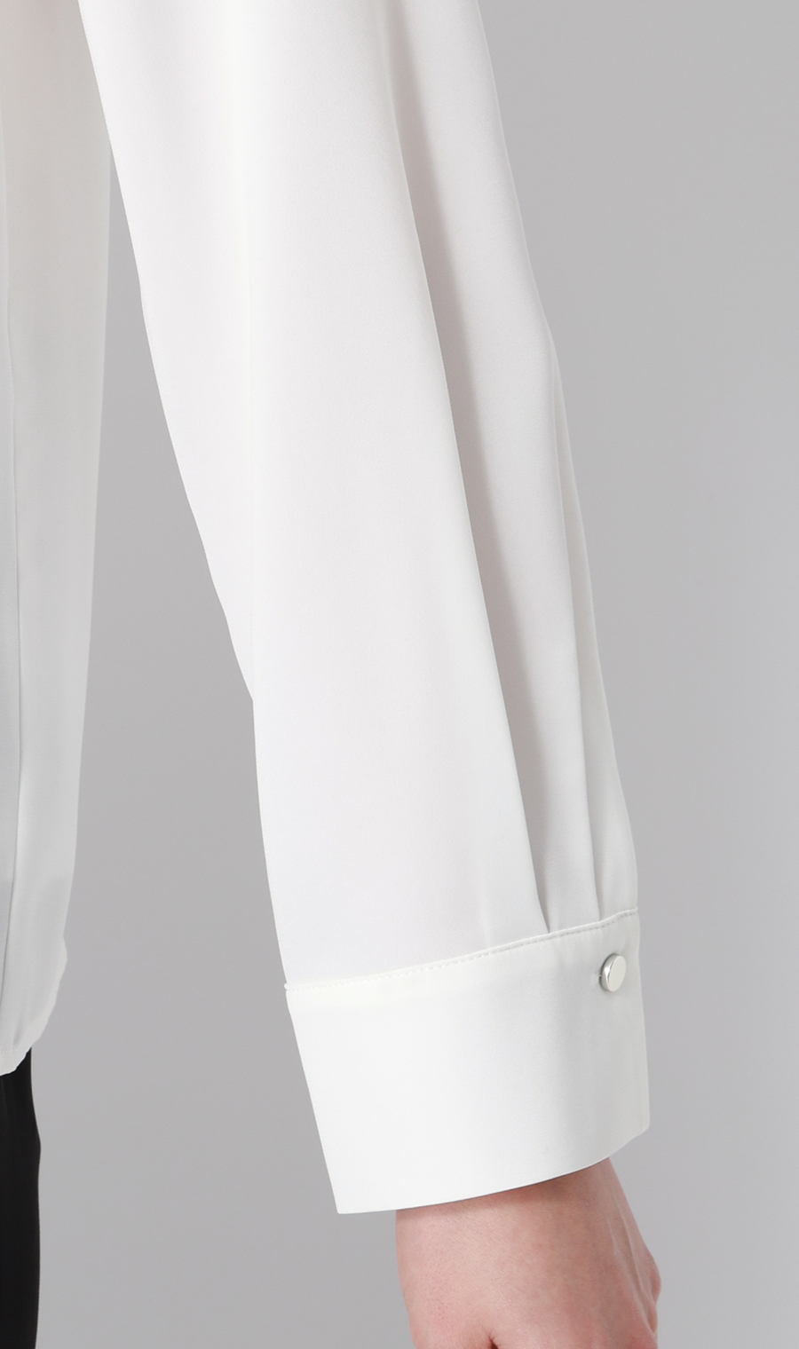 バンドカラーピンタックブラウス【長袖】 ホワイト S