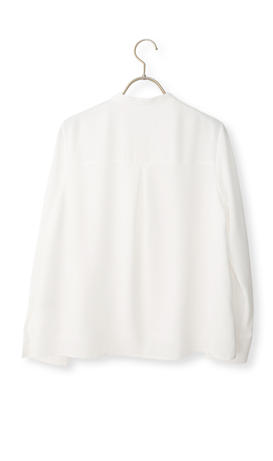 バンドカラーピンタックブラウス【長袖】 ホワイト S