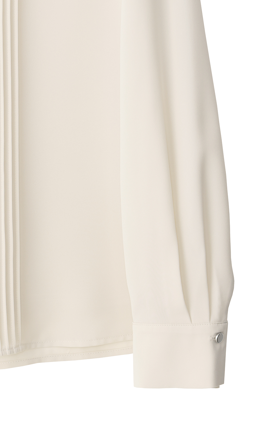 バンドカラーピンタックブラウス【長袖】 ベージュ S