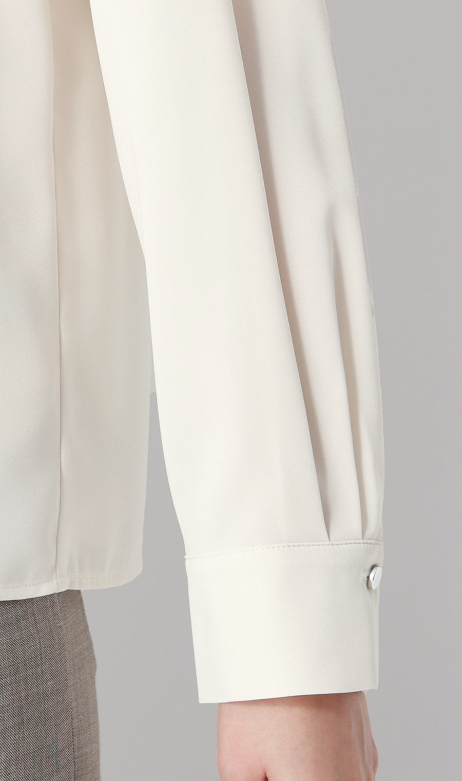 バンドカラーピンタックブラウス【長袖】 ベージュ S