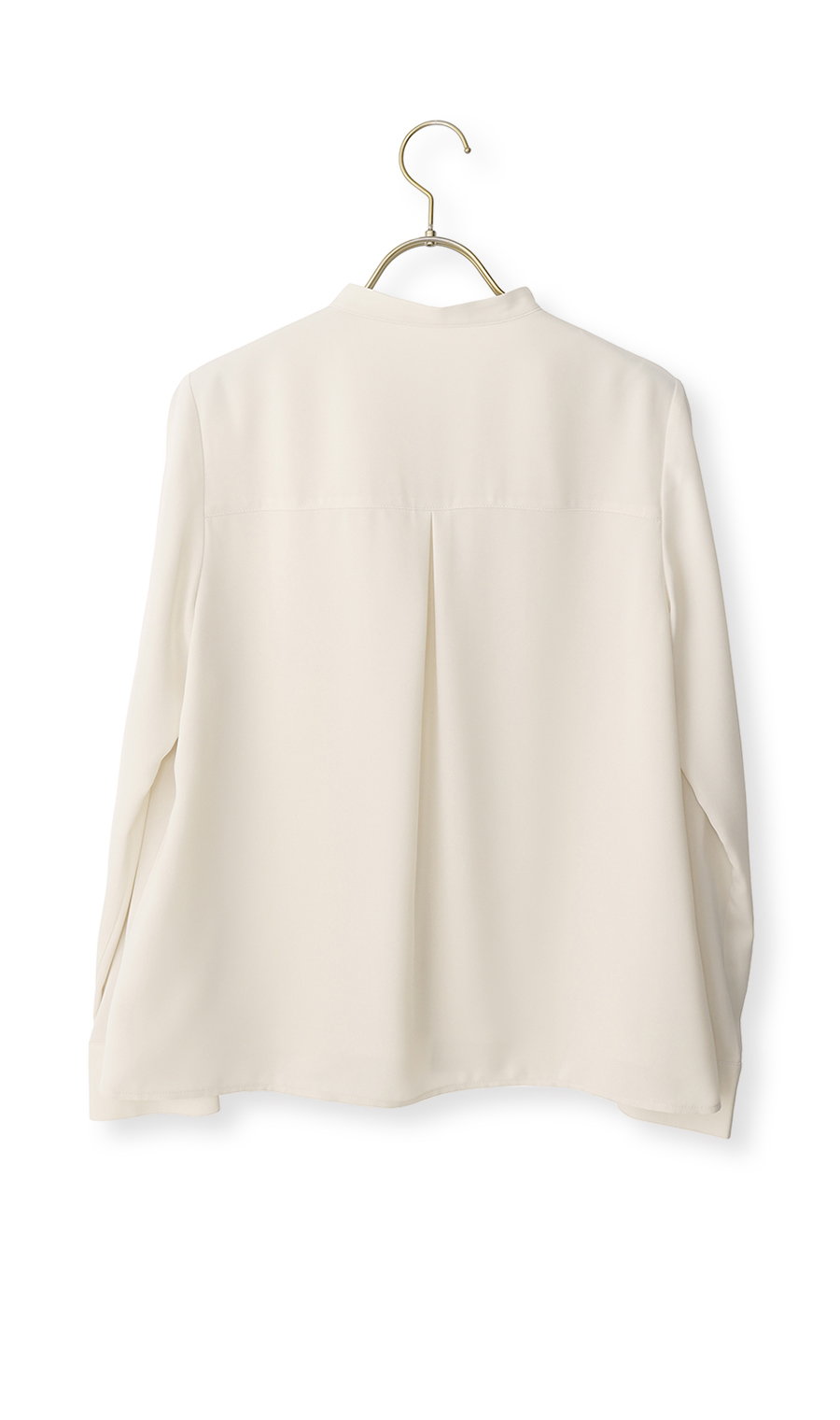 バンドカラーピンタックブラウス【長袖】 ベージュ S