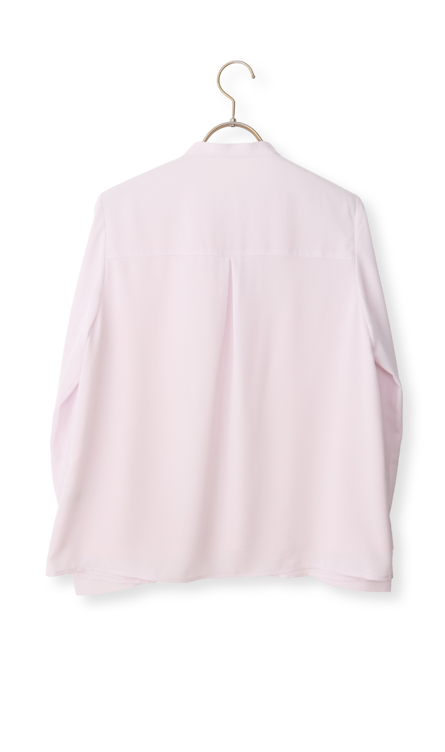 バンドカラーピンタックブラウス【長袖】 ピンク S