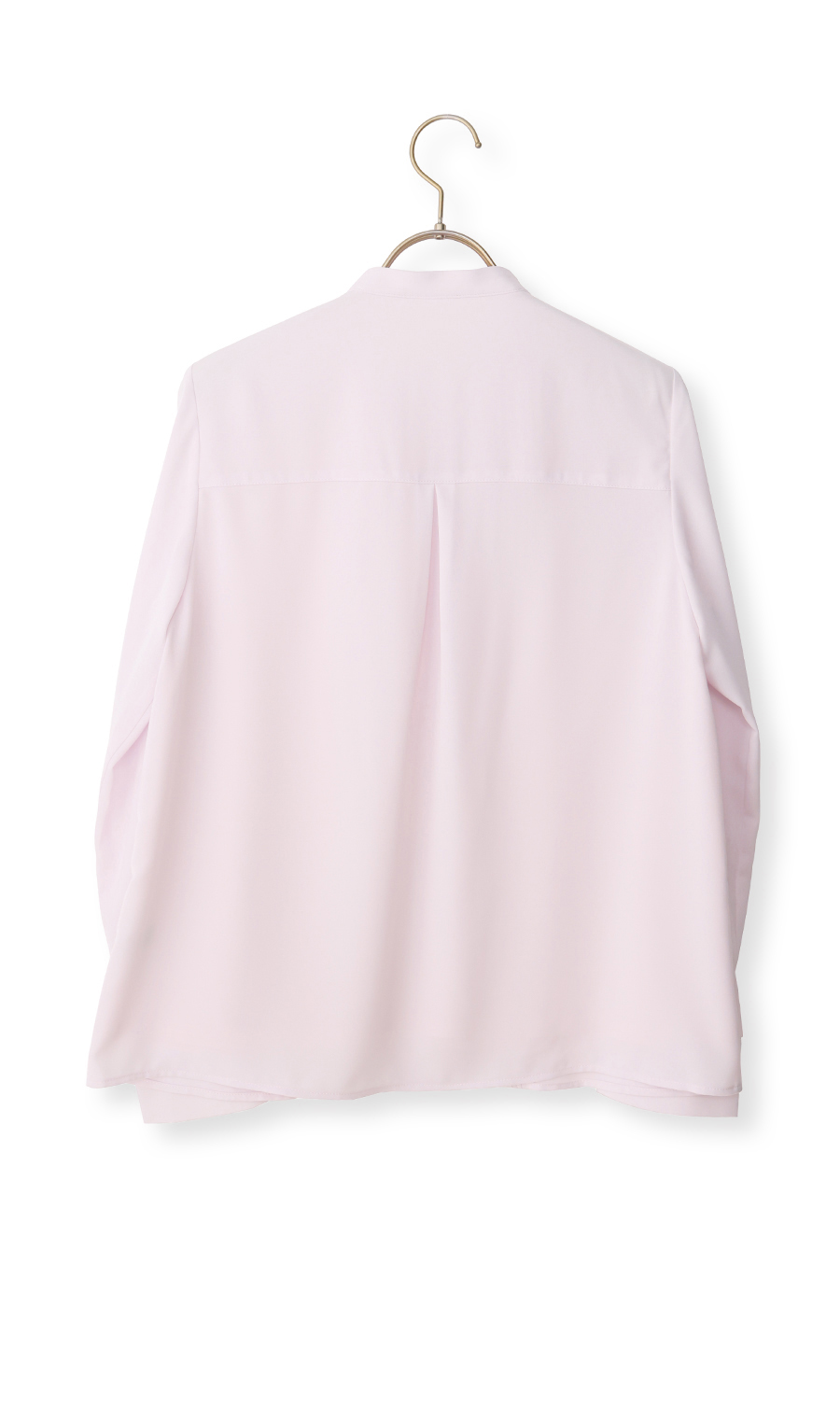 バンドカラーピンタックブラウス【長袖】 ピンク S