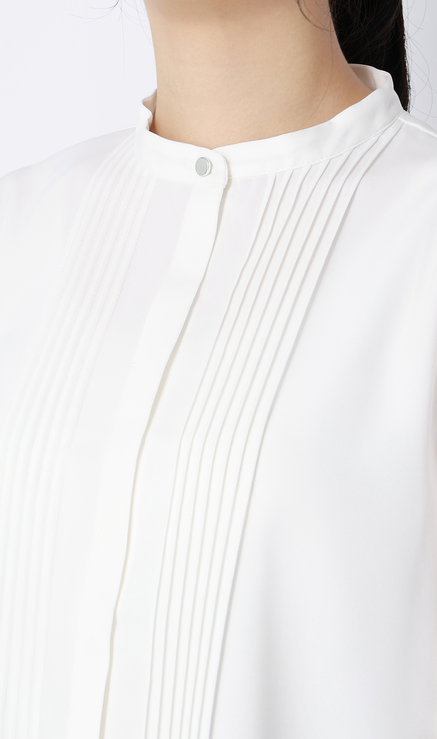 ピンタックブラウス【半袖】 ホワイト S