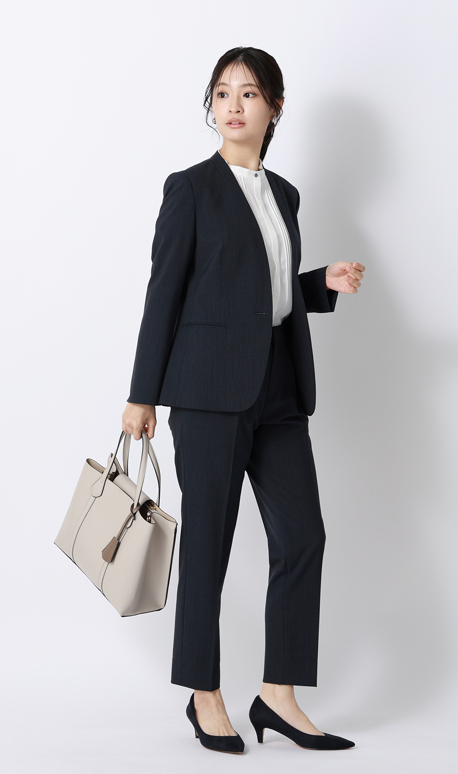 ピンタックブラウス【半袖】 ホワイト S