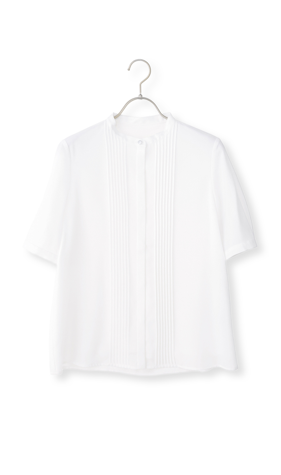 ピンタックブラウス【半袖】 ホワイト S