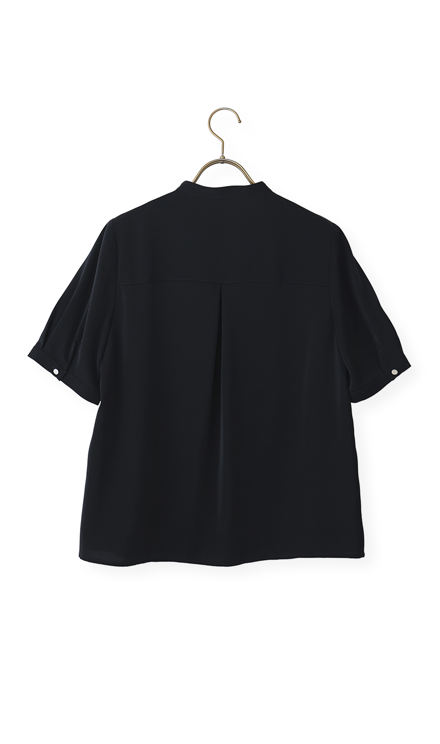 ピンタックブラウス【半袖】 ネイビー S