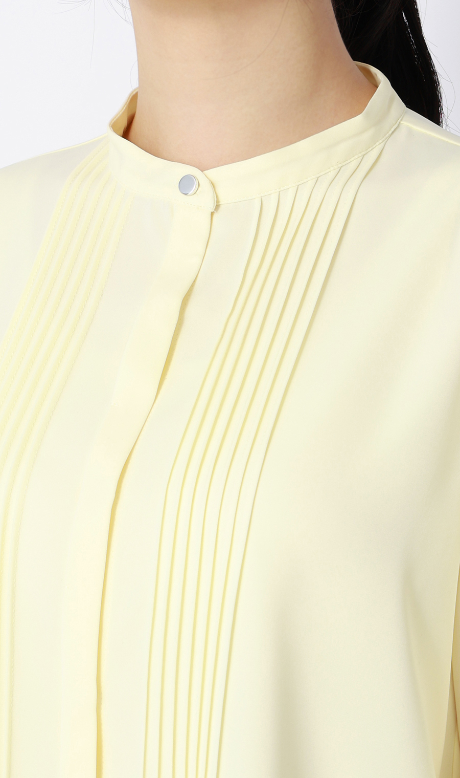 ピンタックブラウス【半袖】 イエロー S