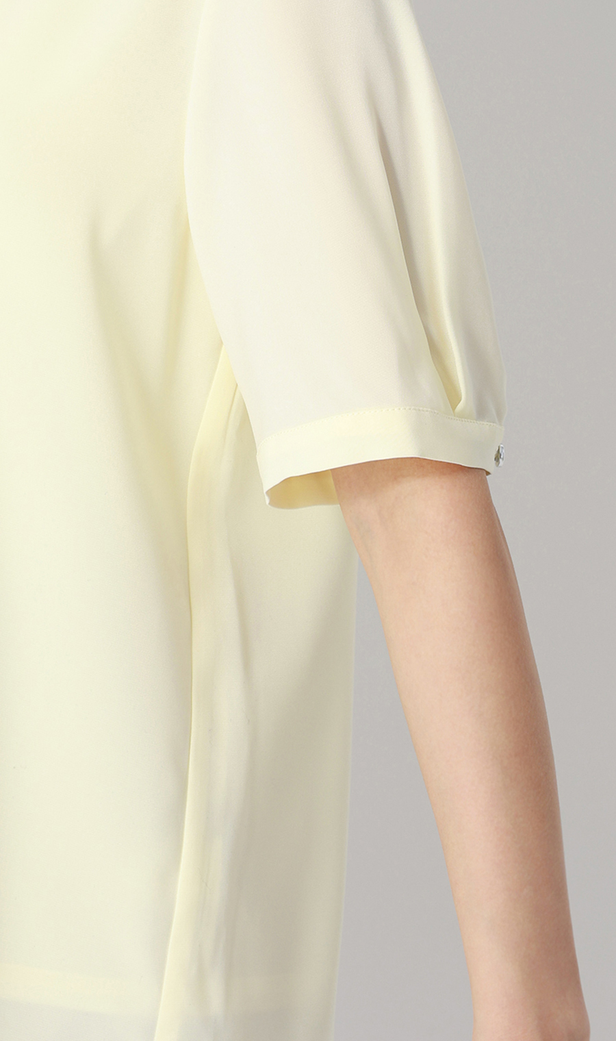 ピンタックブラウス【半袖】 イエロー S