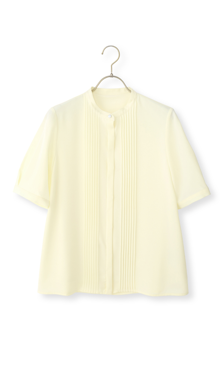 ピンタックブラウス【半袖】 イエロー S