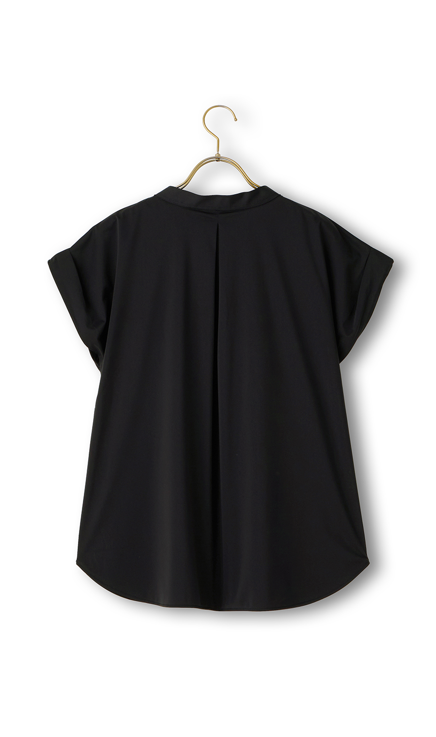 バンドカラースキッパーブラウス《フレンチスリーブ》 ブラック M