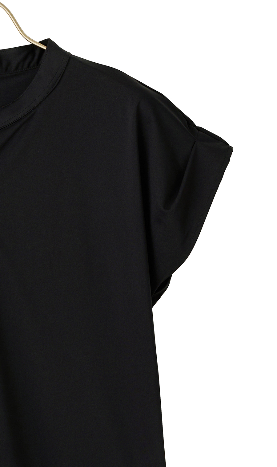 バンドカラースキッパーブラウス《フレンチスリーブ》 ブラック M