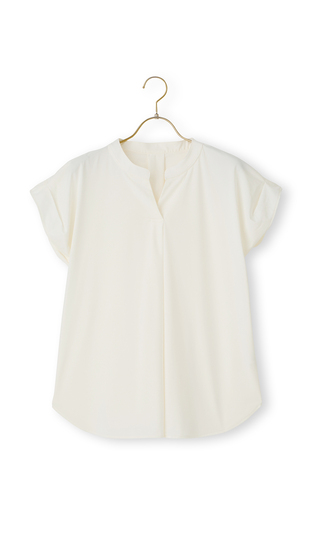 バンドカラースキッパーブラウス《フレンチスリーブ》