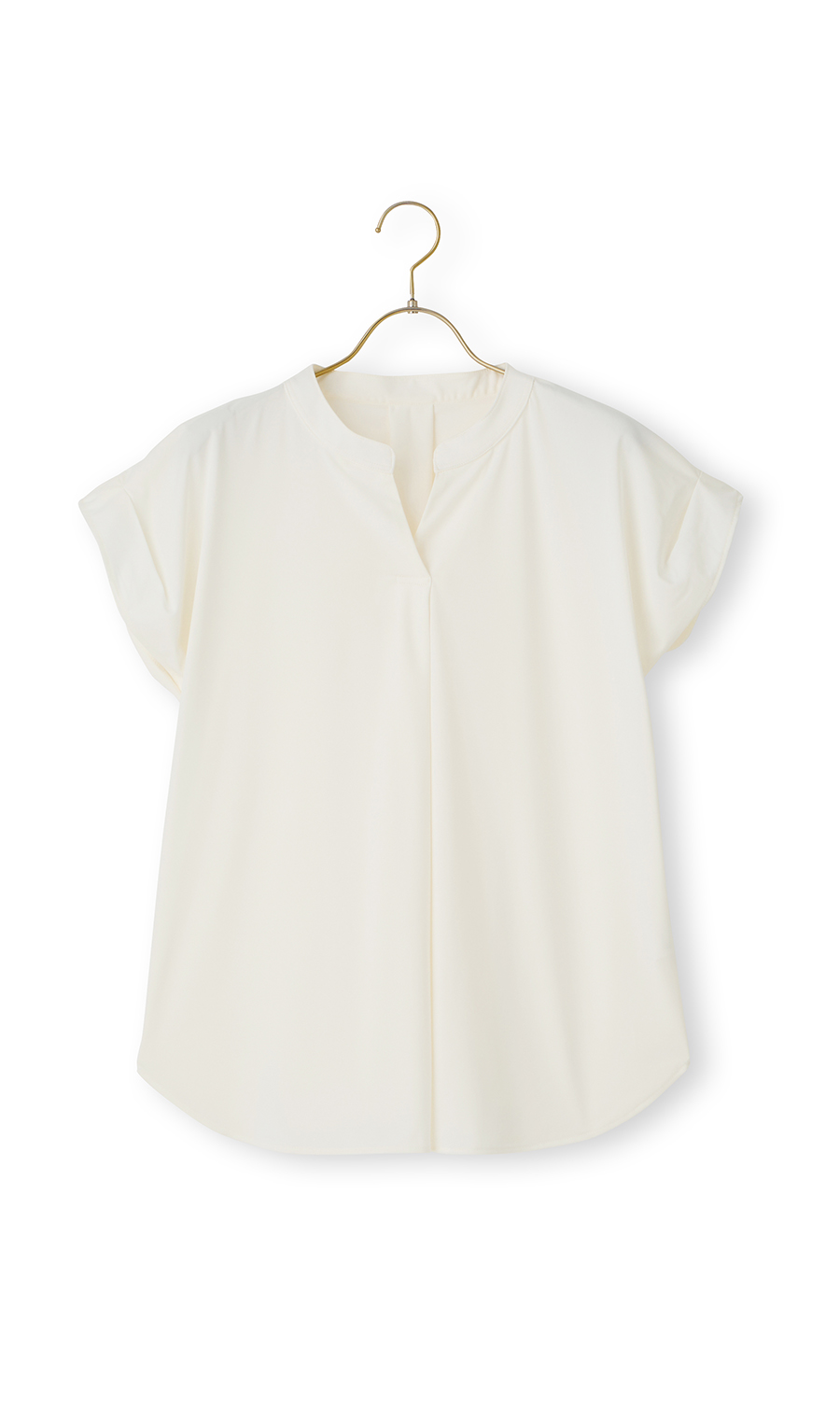 バンドカラースキッパーブラウス《フレンチスリーブ》 ホワイト M