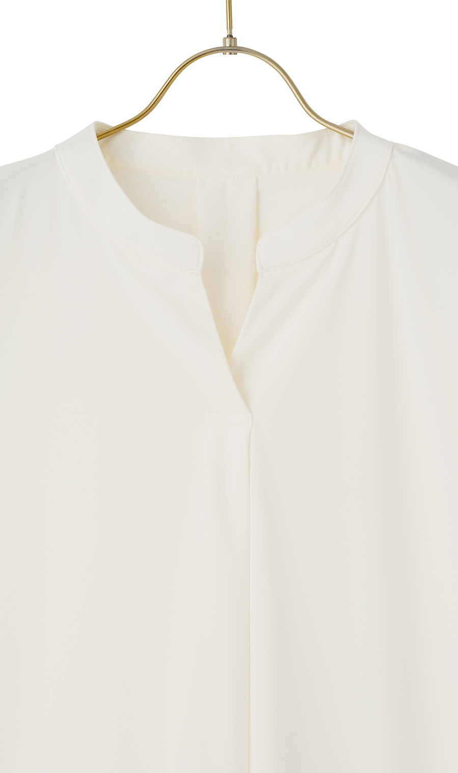 バンドカラースキッパーブラウス《フレンチスリーブ》 ホワイト M