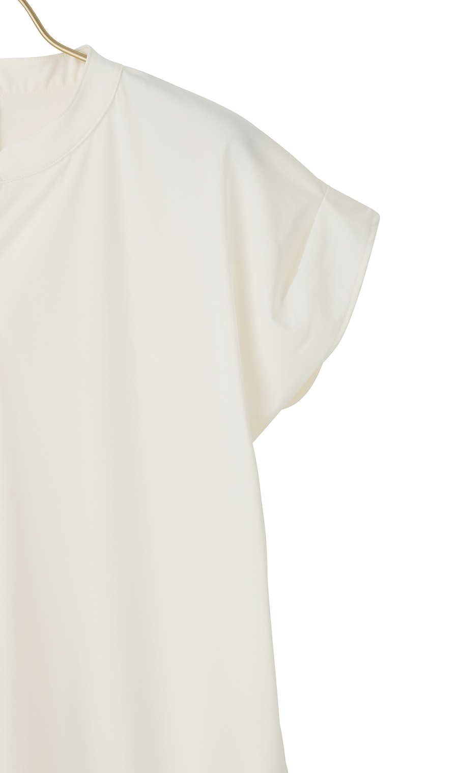 バンドカラースキッパーブラウス《フレンチスリーブ》 ホワイト M