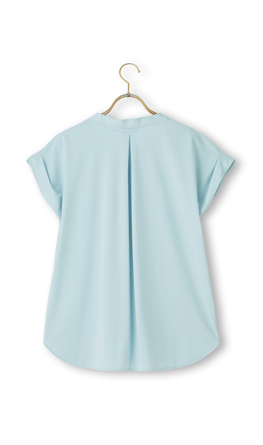 バンドカラースキッパーブラウス《フレンチスリーブ》 サックス M