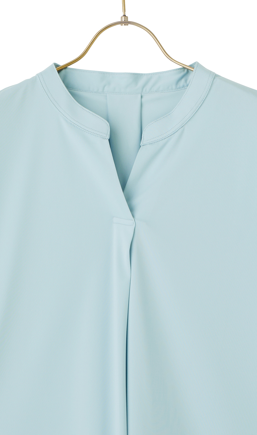 バンドカラースキッパーブラウス《フレンチスリーブ》 サックス M