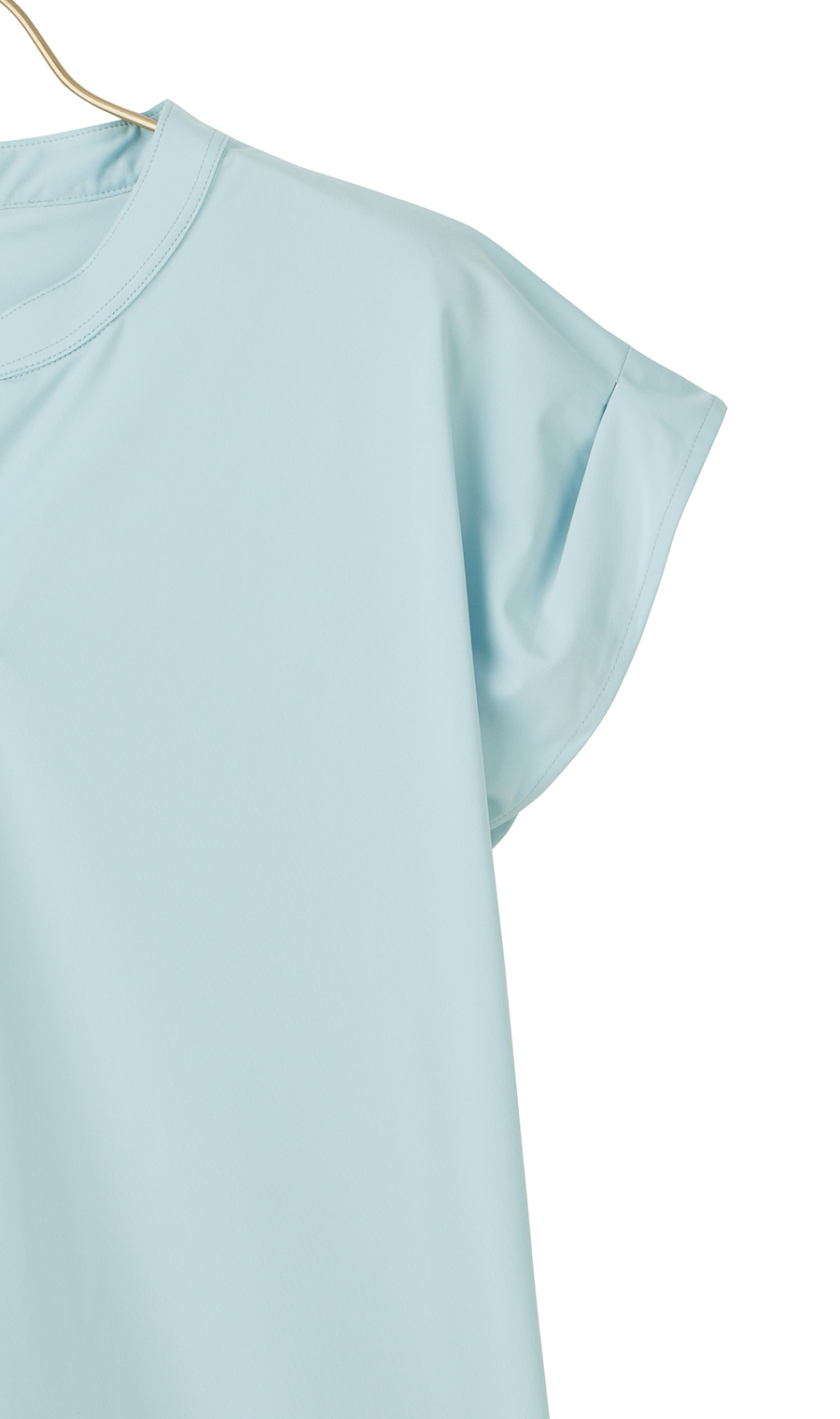 バンドカラースキッパーブラウス《フレンチスリーブ》 サックス M