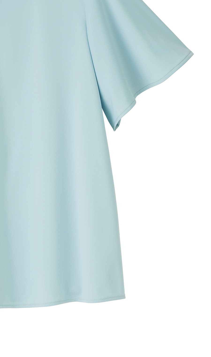 パールボタン付きキーネックブラウス《半袖》 サックス M