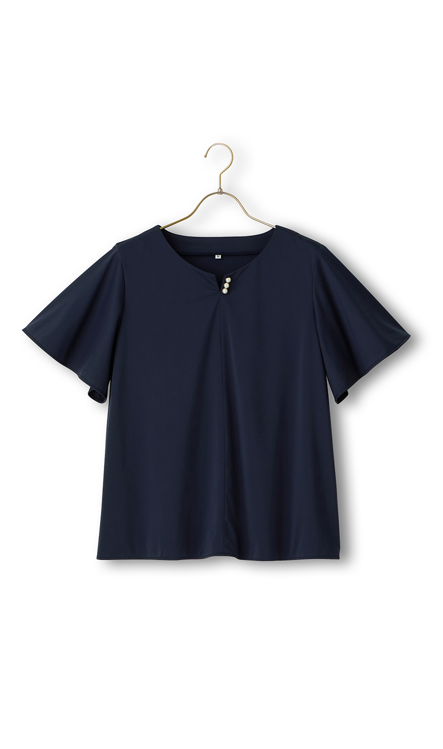 パールボタン付きキーネックブラウス《半袖》 (LBR502-23