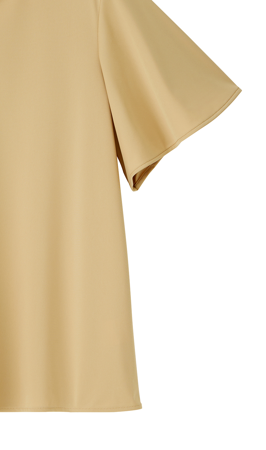 パールボタン付きキーネックブラウス《半袖》 ベージュ M