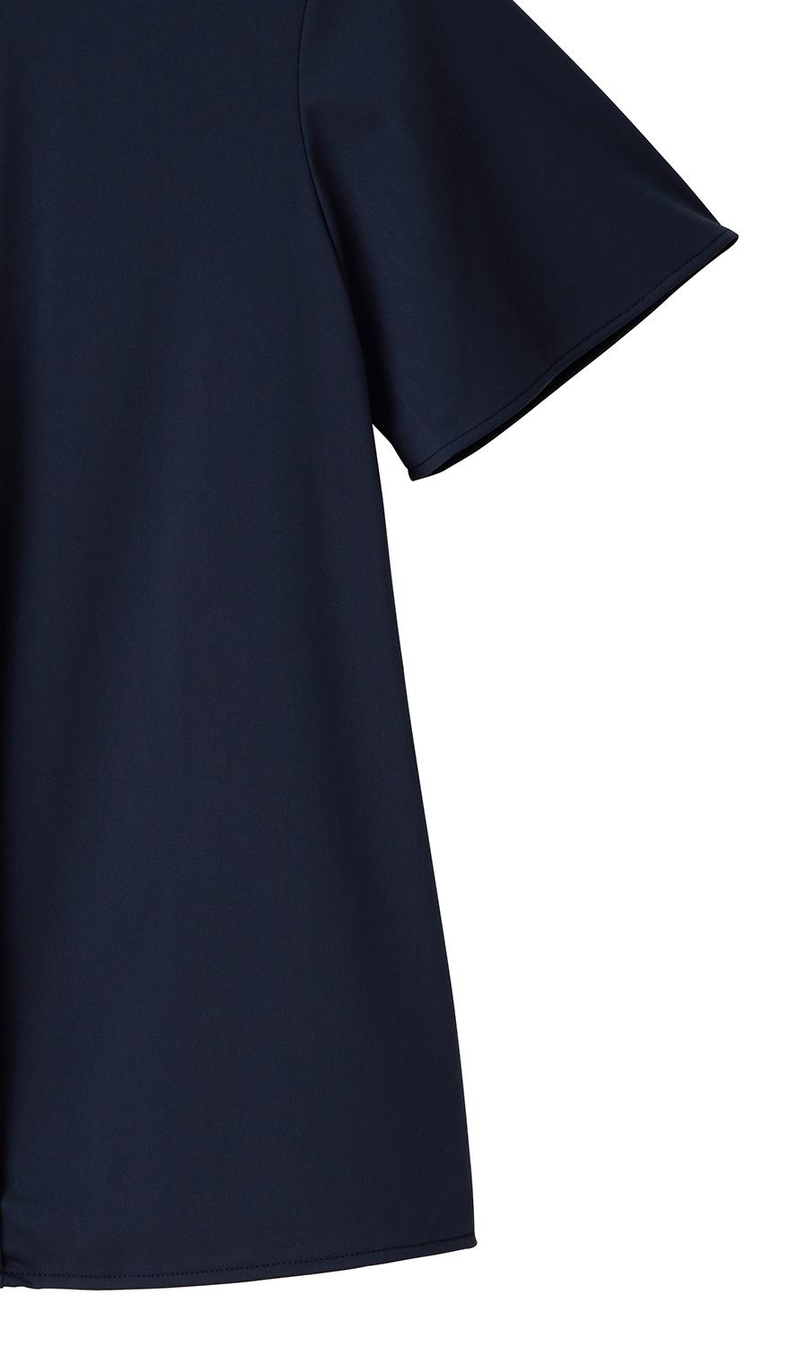 パールボタン付き前身タックブラウス《半袖》 ネイビー M