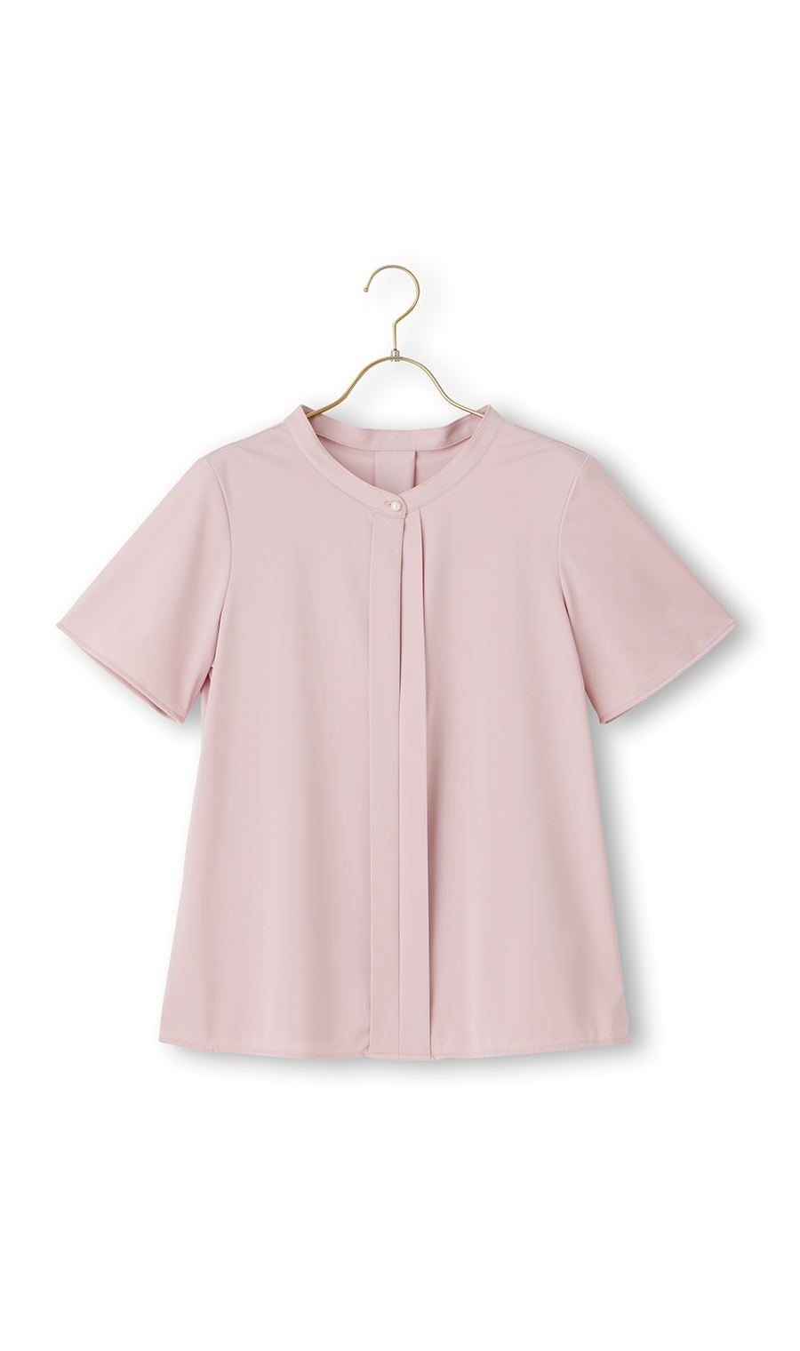 パールボタン付き前身タックブラウス《半袖》 ピンク M