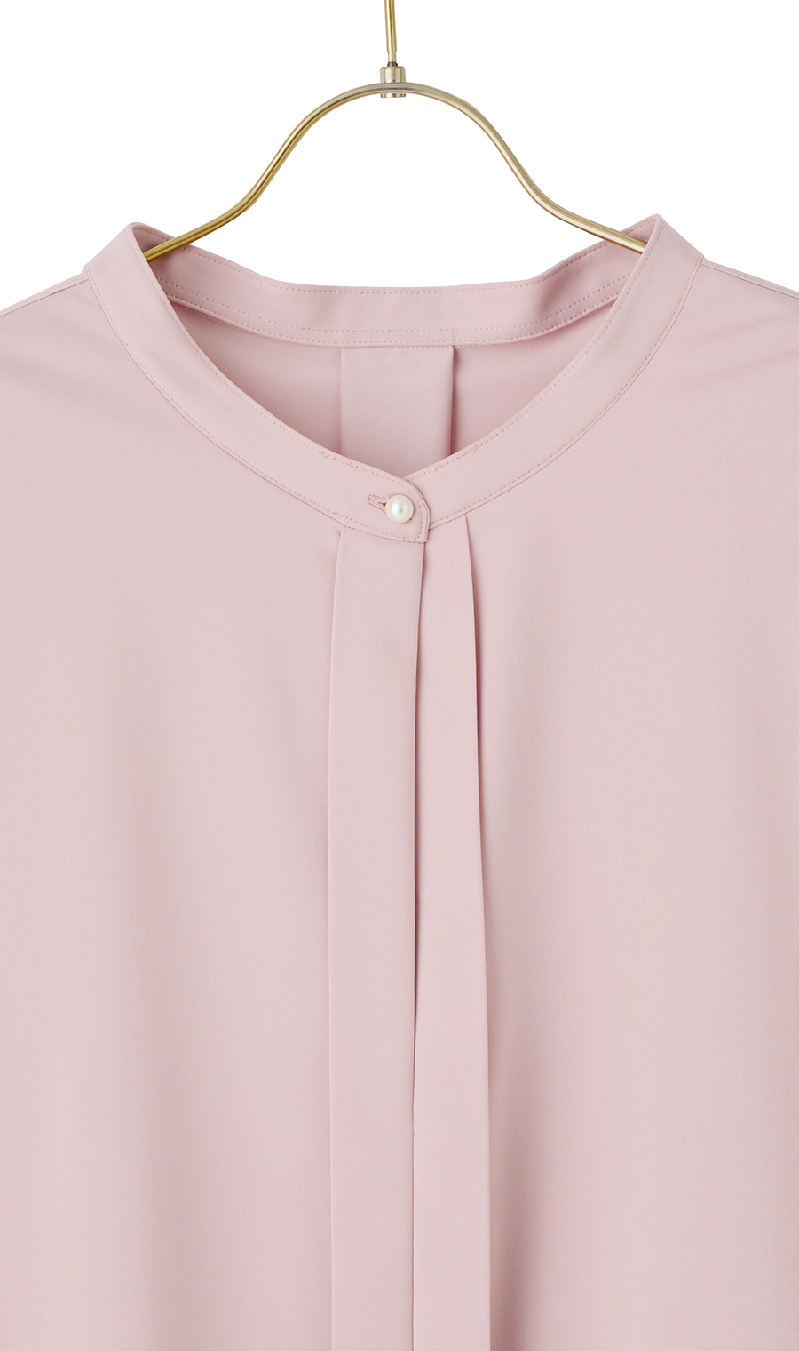 パールボタン付き前身タックブラウス《半袖》 ピンク M