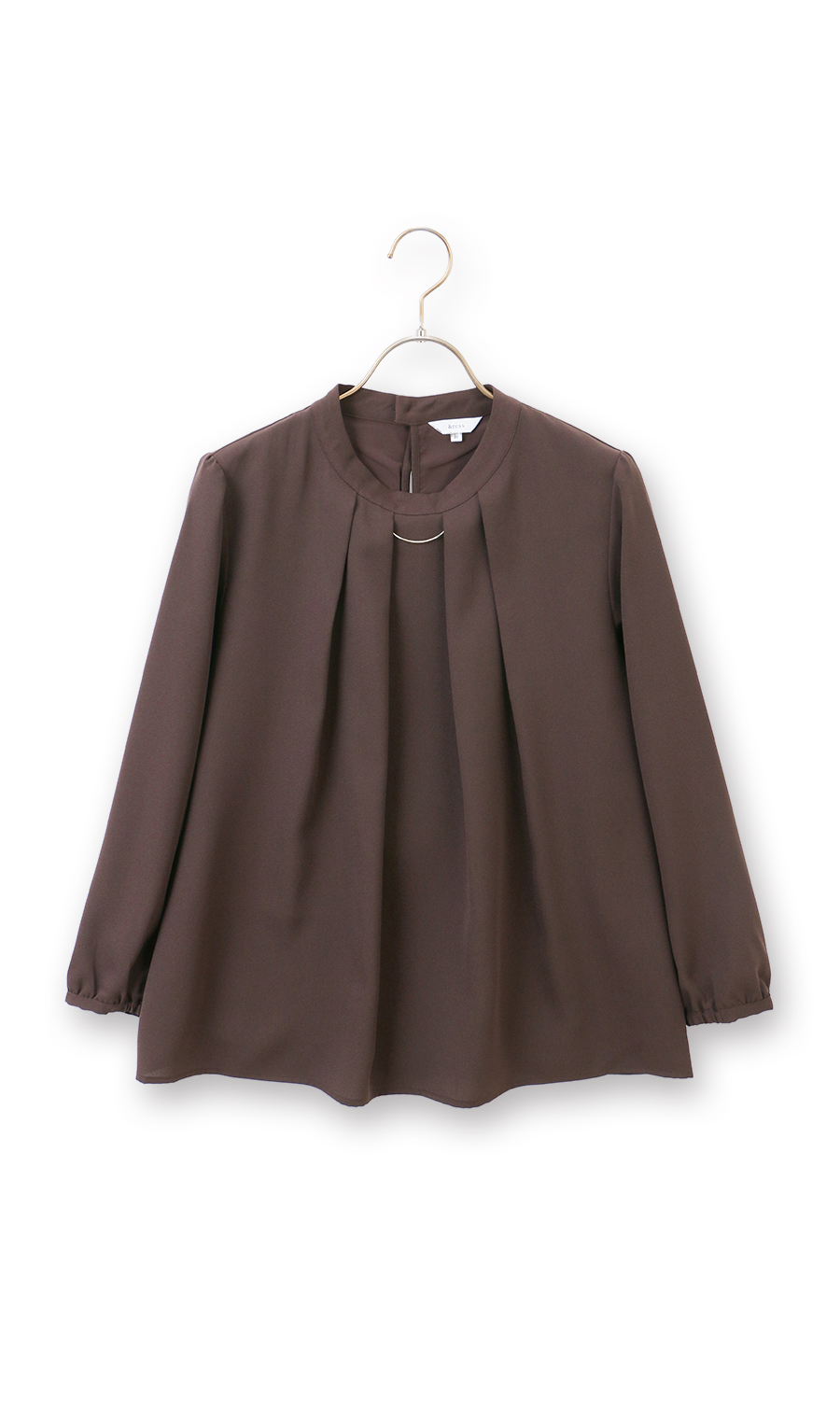 名品アクセサリー付きボウタイブラウス【4WAY】【9分袖】 ブラウン S