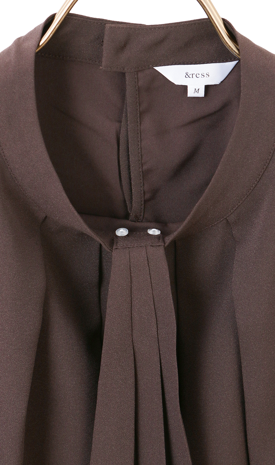 名品アクセサリー付きボウタイブラウス【4WAY】【9分袖】 ブラウン S