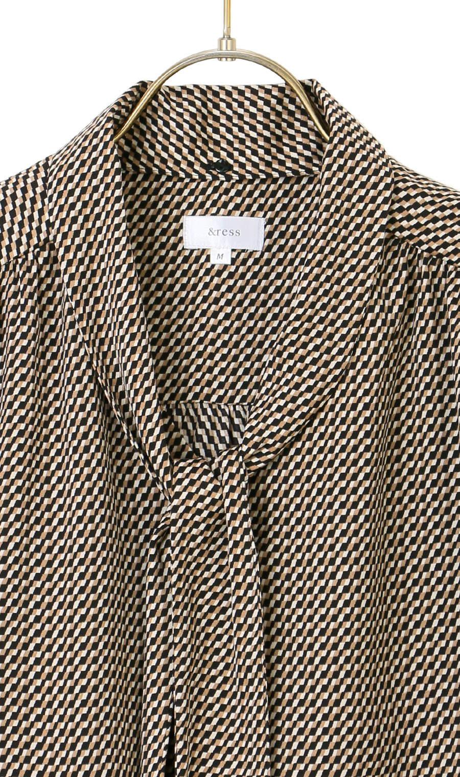 ボウタイブラウス【長袖】【2WAY】 ブラウン S