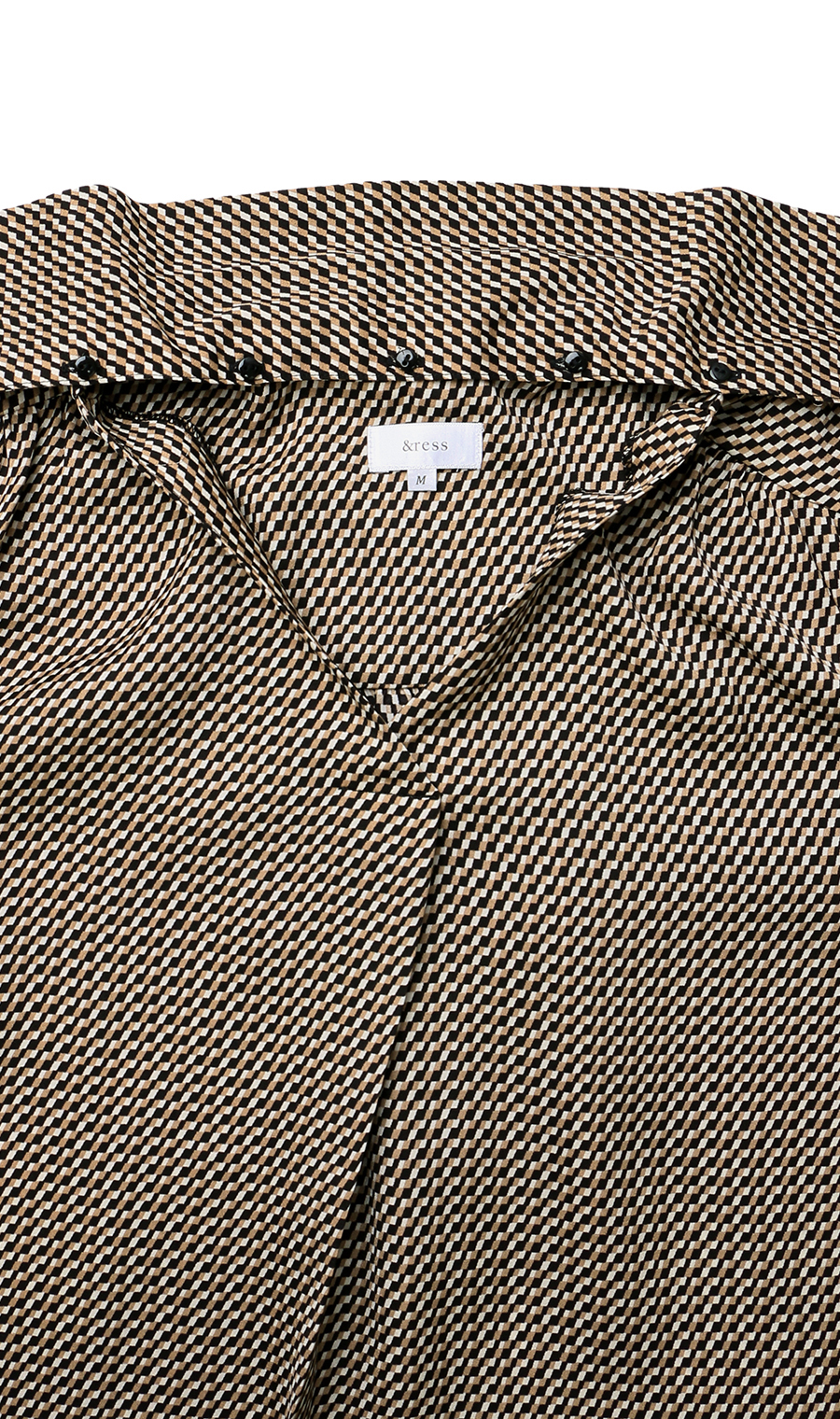 ボウタイブラウス【長袖】【2WAY】 ブラウン S