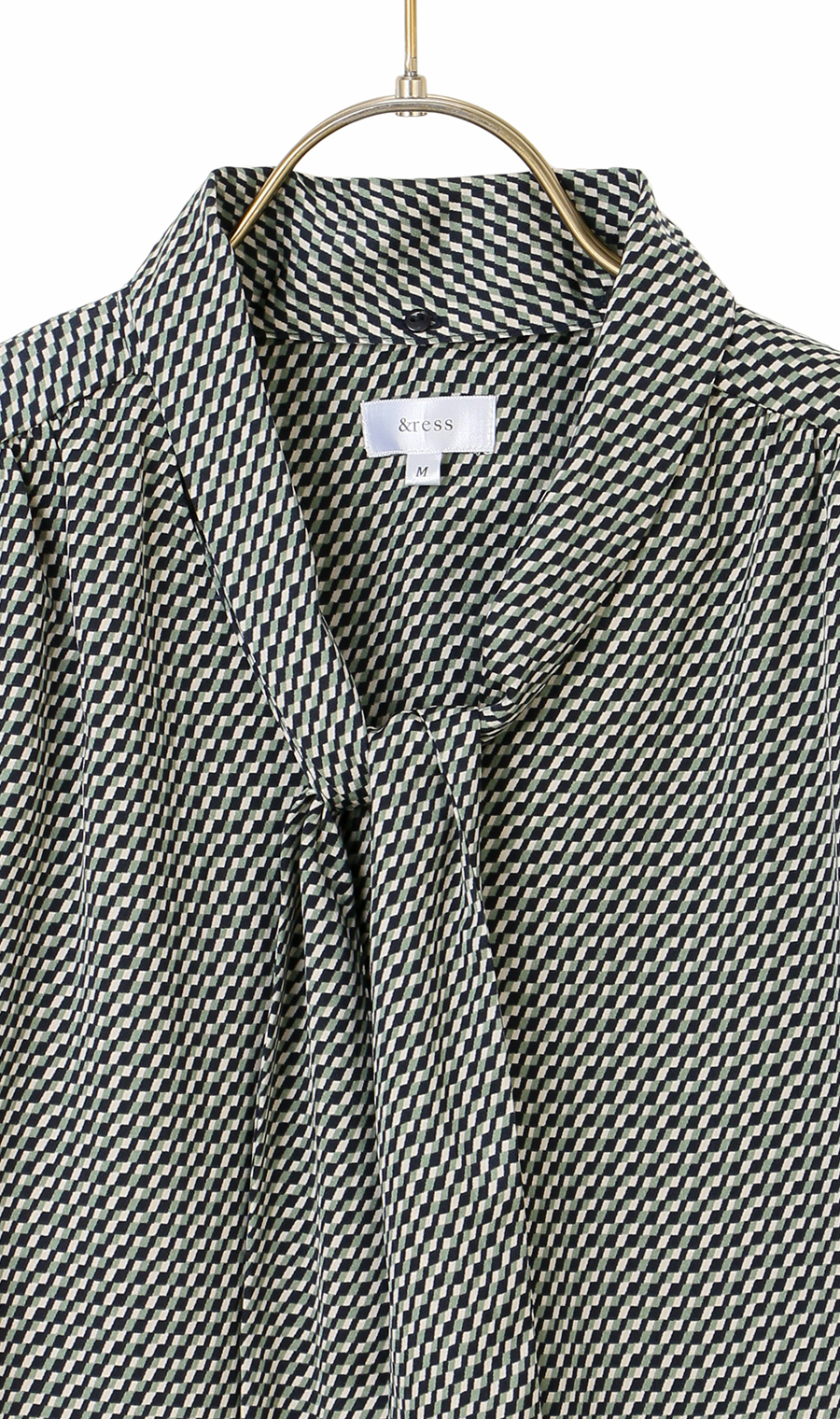 ボウタイブラウス【長袖】【2WAY】 グリーン S