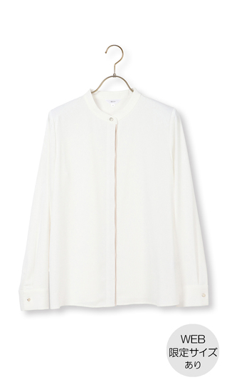 Band collar color scheme blouse [long sleeves] [WEB-only sizes available]