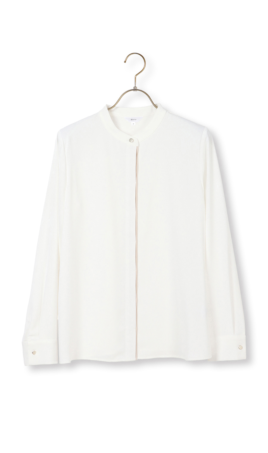 バンドカラー配色ブラウス【長袖】【WEB限定サイズあり】 ホワイト S