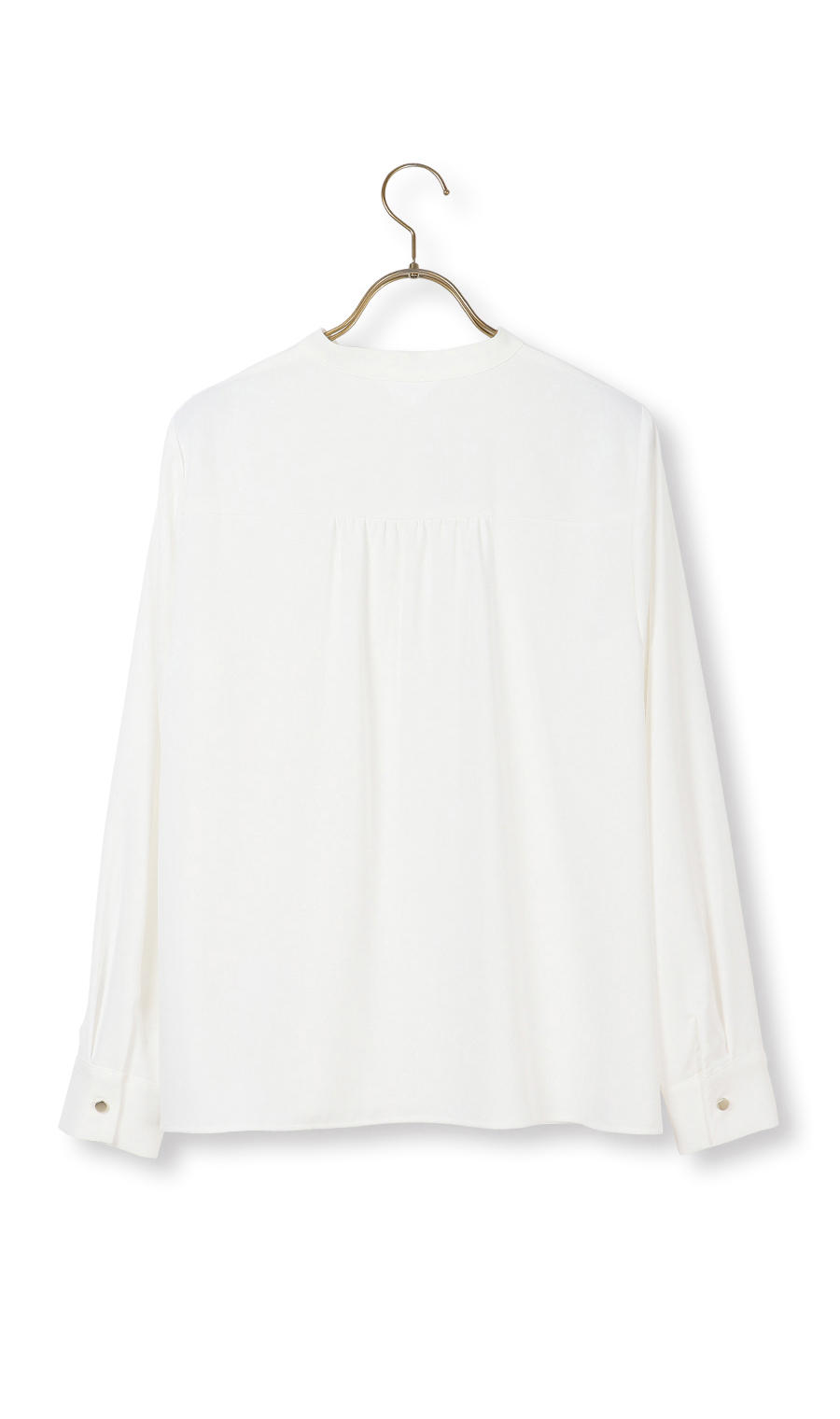 バンドカラー配色ブラウス【長袖】【WEB限定サイズあり】 ホワイト S